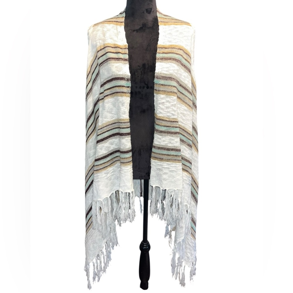 Grace & Emma Striped Knit Vest Kimono/Cardigan